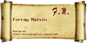 Forray Malvin névjegykártya
